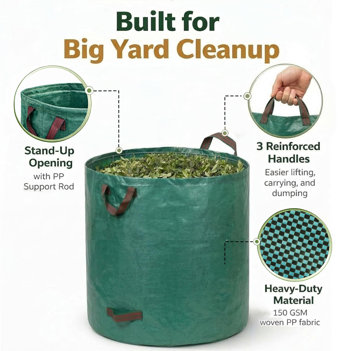 PHYEX bag with stabilizing hoop keeps the opening open