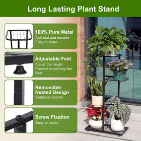 Phyluckny indoor-outdoor plant stand with rust-resistant frame for outdoor use