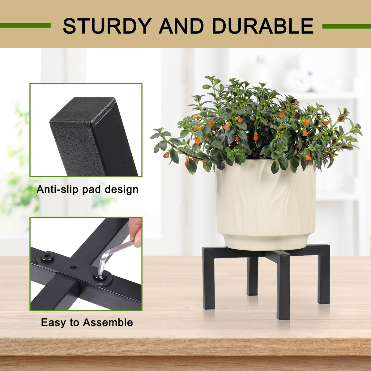Phyluckny plant stand is suitable for indoor and outdoor spaces.