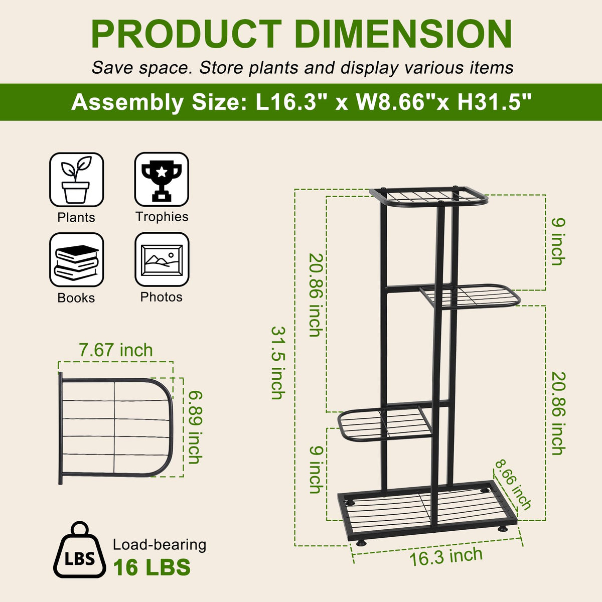 Phyluckny sturdy metal frame plant stand supporting several pots securely