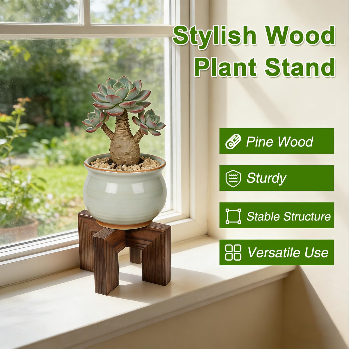 Phyluckny walnut wood plant stand assembly view for quick setup