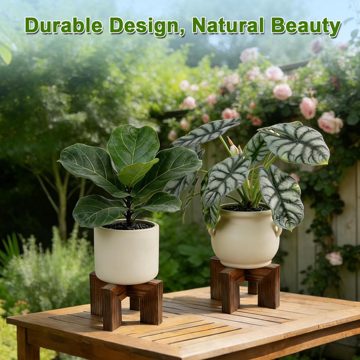 Phyluckny walnut wood plant stand indoor outdoor use supports up to 120 lb