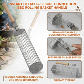 PHYUKEY rolling basket in use on grill for even charring