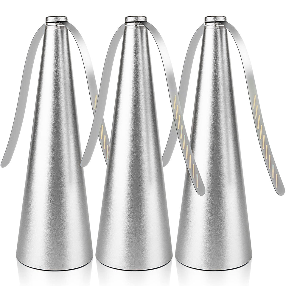PIAOPIAONIU 3pc fly fans on an outdoor table deter flies from food.
