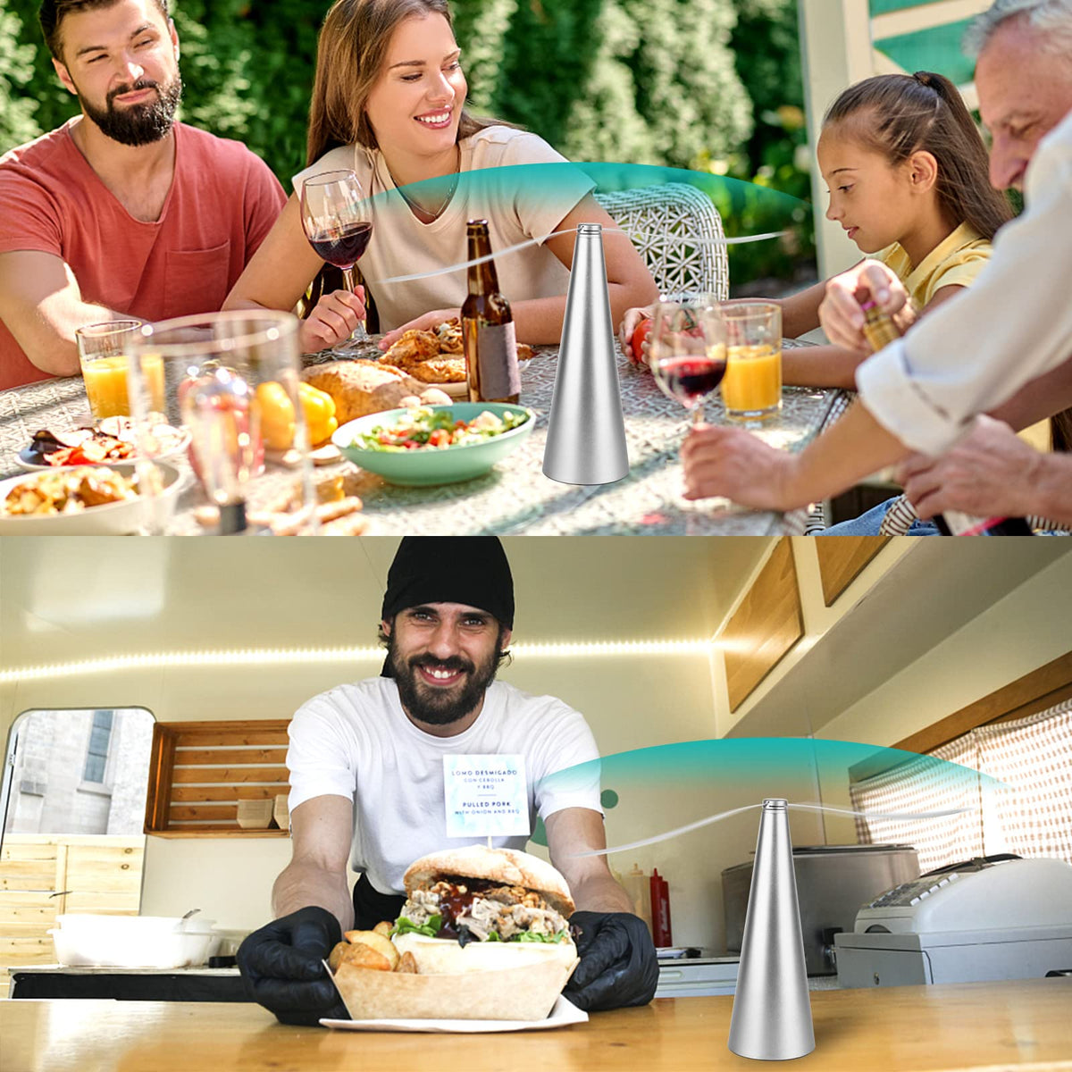 PIAOPIAONIU weather-friendly fly fans withstand outdoor use while preserving table aesthetics.