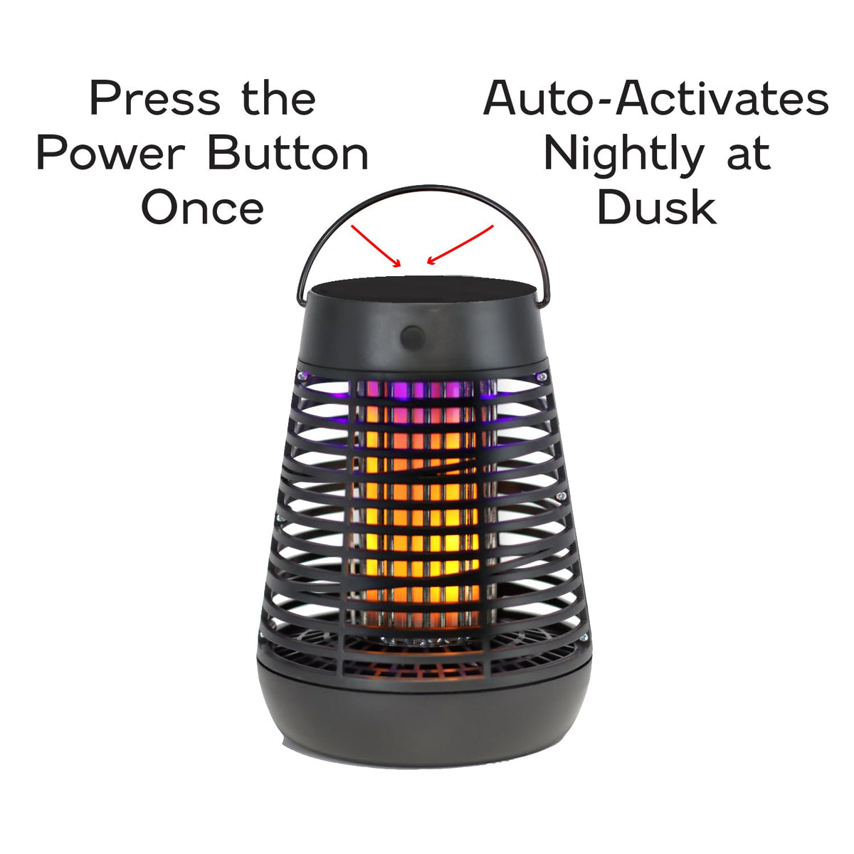 PIC LED flickering flame mimics real flame for ambient outdoor lighting and pest attraction