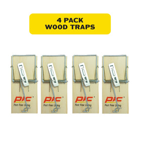 PIC Wood Mouse Traps wood construction for sturdy, single-use efficiency.