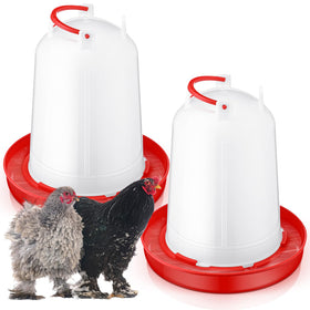 Pickmesh 2-gallon poultry waterer exterior keeps water accessible for chickens daily.