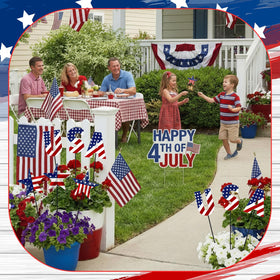 Pickmesh 250th anniversary star accent enhances curb appeal outdoors.