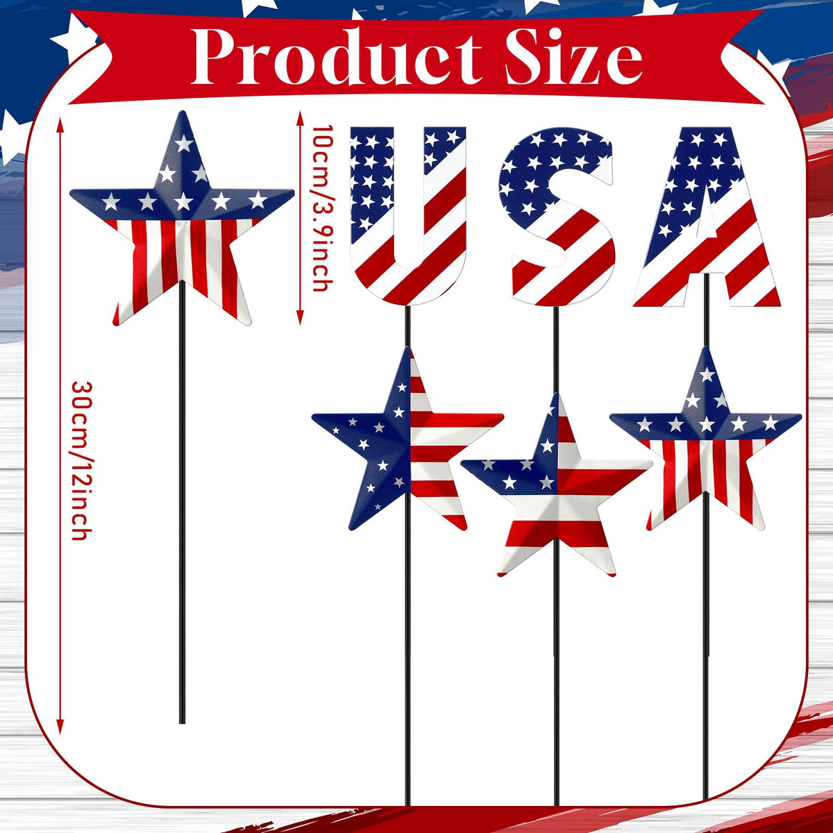 Pickmesh patriotic yard sign star detail adds bold Americana accents outdoors.
