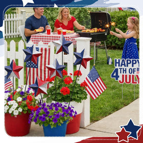 Pickmesh rustic American yard sign complements patios and gardens.