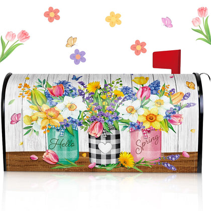 Pickmesh spring mailbox cover with vibrant flowers boosts curb appeal and outdoor charm.
