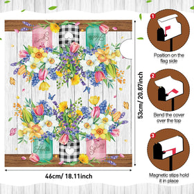 Pickmesh floral mailbox wrap showcased on a standard mailbox with weatherproof protection.
