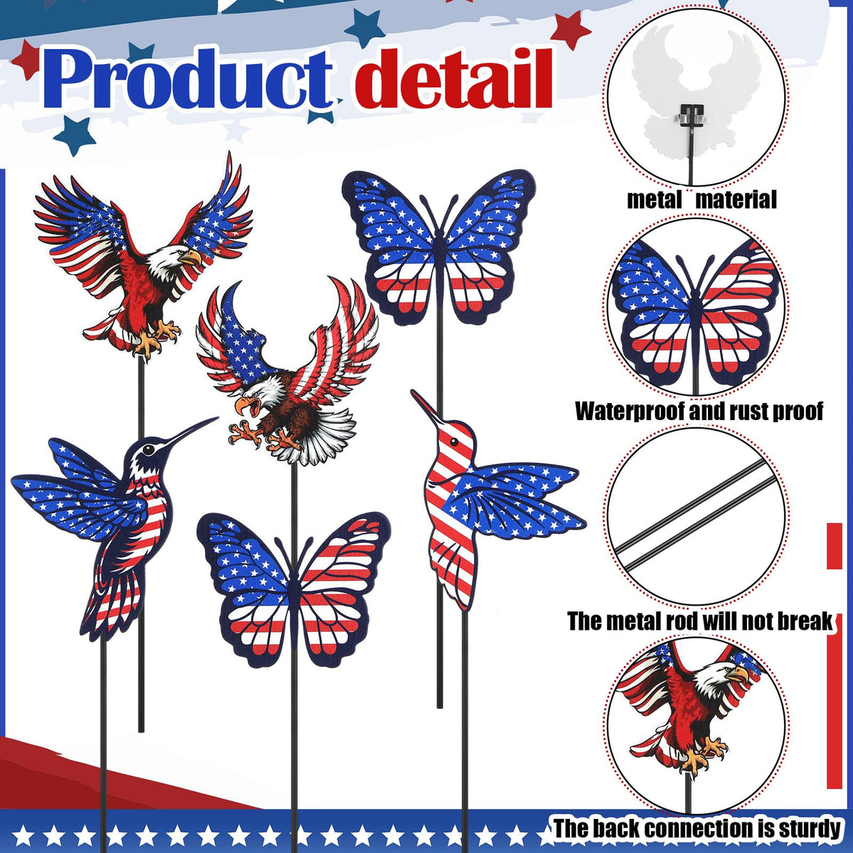 Pickmesh USA flag yard sign features hand-painted flags