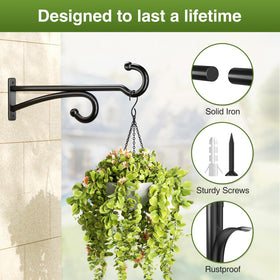 Pickpiff 14-inch plant hook wall bracket for fences and ceilings