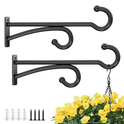 Pickpiff 14-inch plant hook on wall mount secures planters and bird feeders