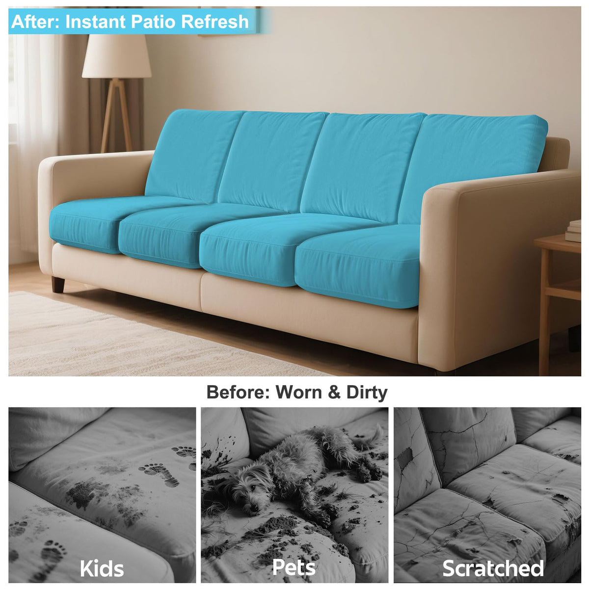 pickyNproud indoor outdoor cushion slipcovers fit various sofas.