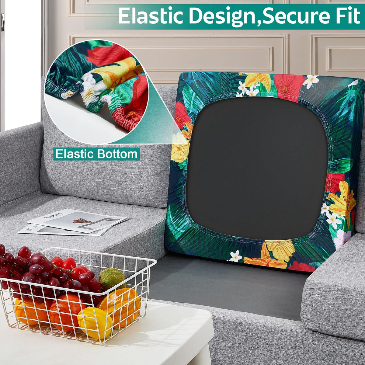 pickyNproud stretch-fit slipcover shields cushions from wear with easy dressing.