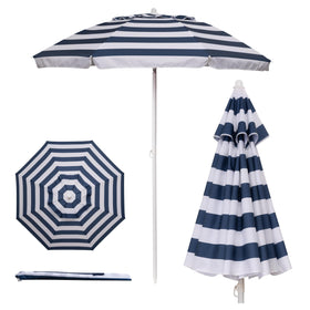 PICNIC TIME 5.5 ft beach umbrella in blue and white stripe provides reliable UV protection.