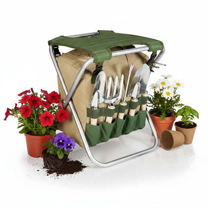 PICNIC TIME garden kneeler and seat in olive green for comfortable kneeling while planting.
