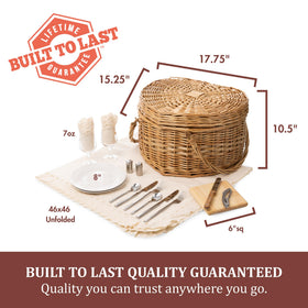 Picnic Time Heart Basket gift-ready finish suitable as a wicker gift.