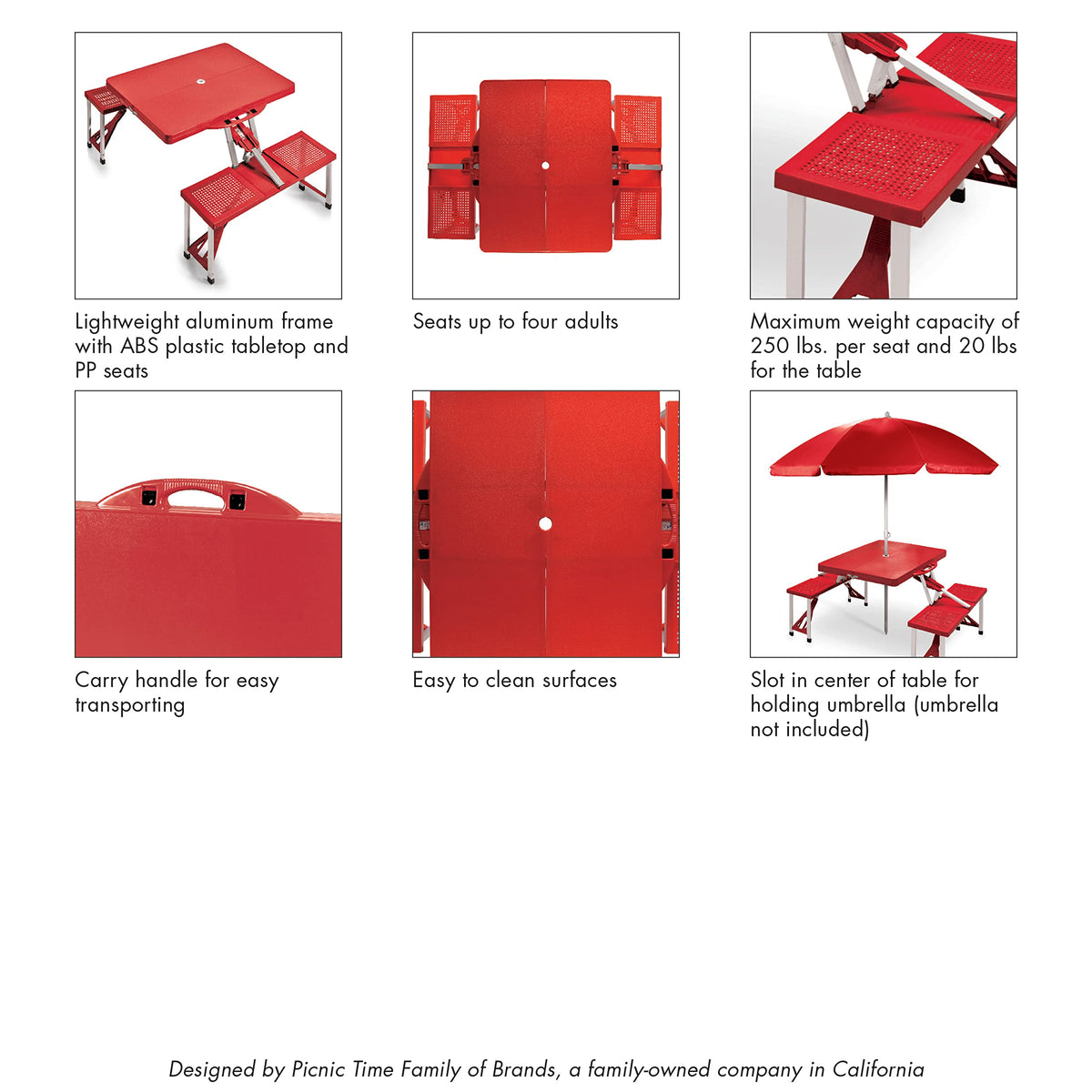 PICNIC TIME Oniva portable table set ready for beach, tailgate, or park outings.