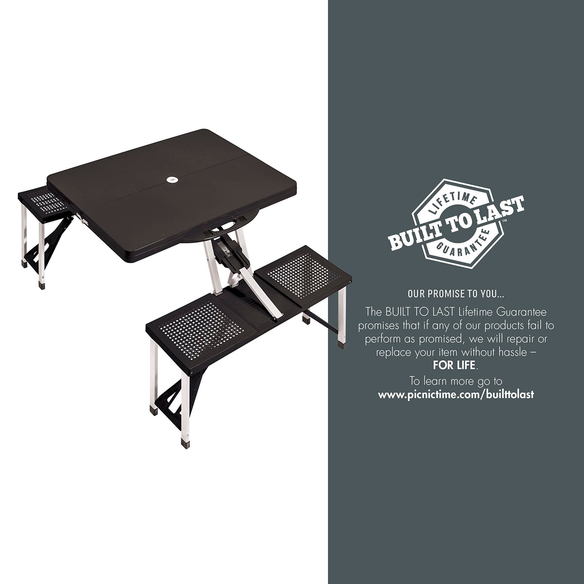 PICNIC TIME Oniva folding table is weather-resistant and easy to wipe clean.