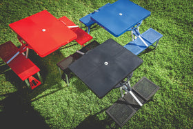 PICNIC TIME Oniva table collapses into a compact suitcase-style case for easy transport.