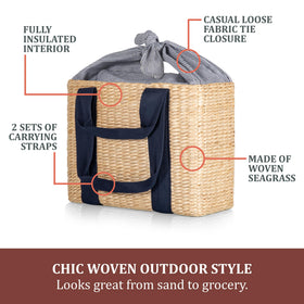 PICNIC TIME Parisian Picnic Basket loose tie closure enabling extra baguette storage.