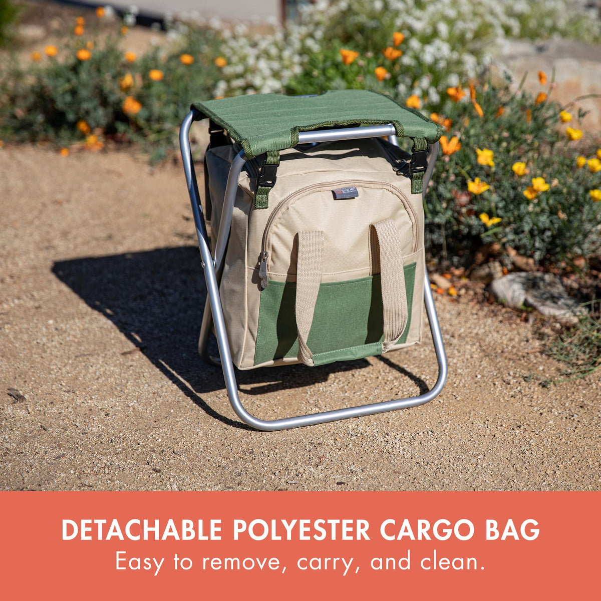 PICNIC TIME steel frame and durable tote support daily garden use.
