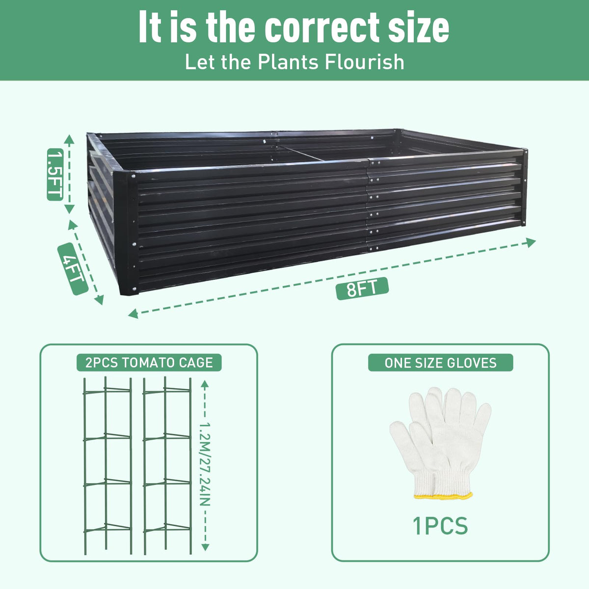 PICNICNI galvanized steel garden bed closeup showing durable finish