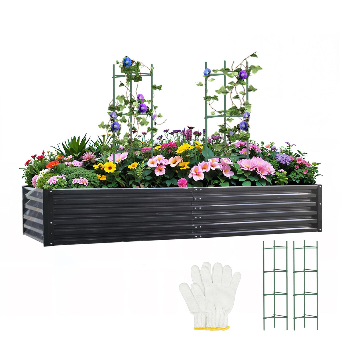 PICNICNI metal raised bed overall setup with ample space for vegetables
