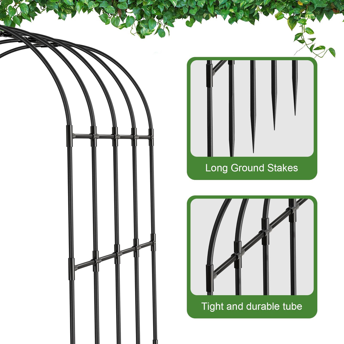 Rust-proof steel with powder-coated finish maintains color year-round