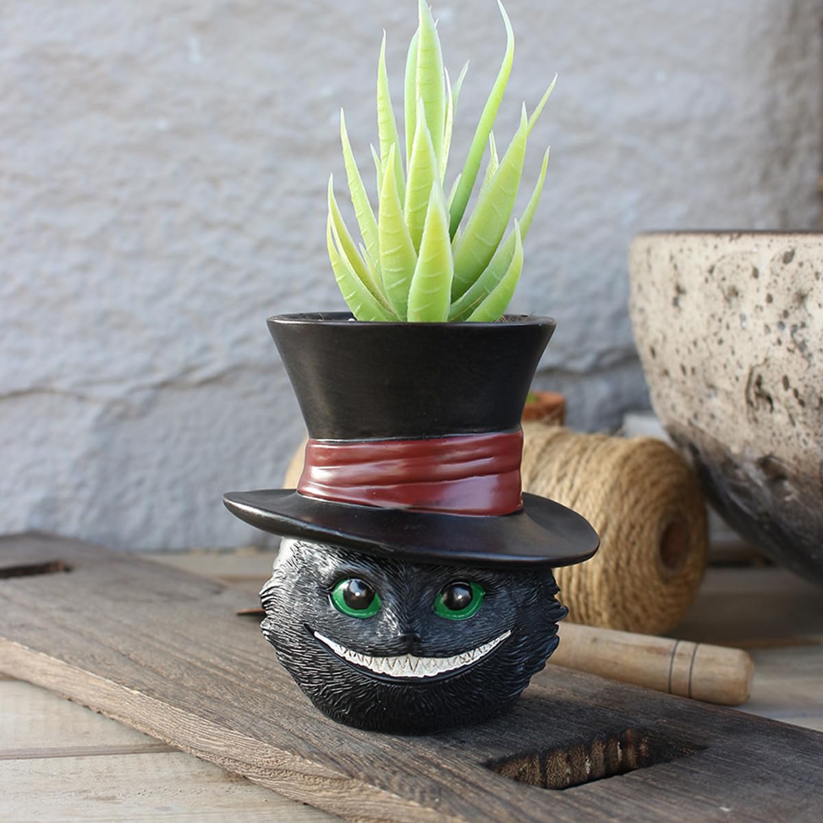 Picvelno charming cat planter adds character to home or office.