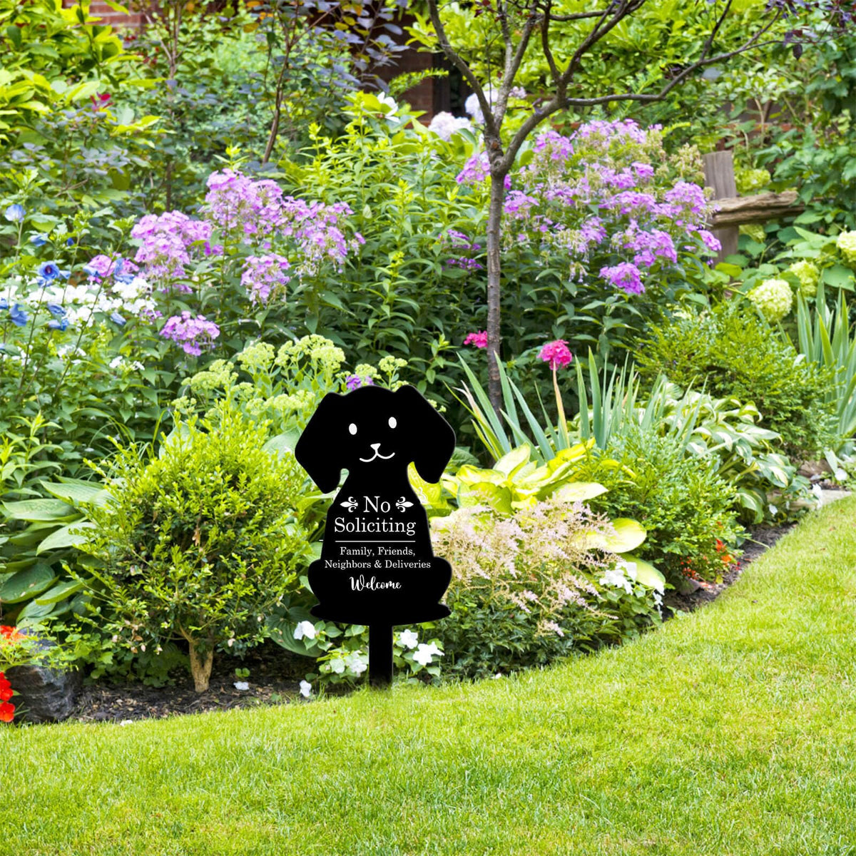 Pigort No Soliciting Sign weatherproof metal construction withstands seasonal conditions.