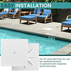 PIHIL durable plastic skimmer lid close-up underscores long-term pool maintenance.