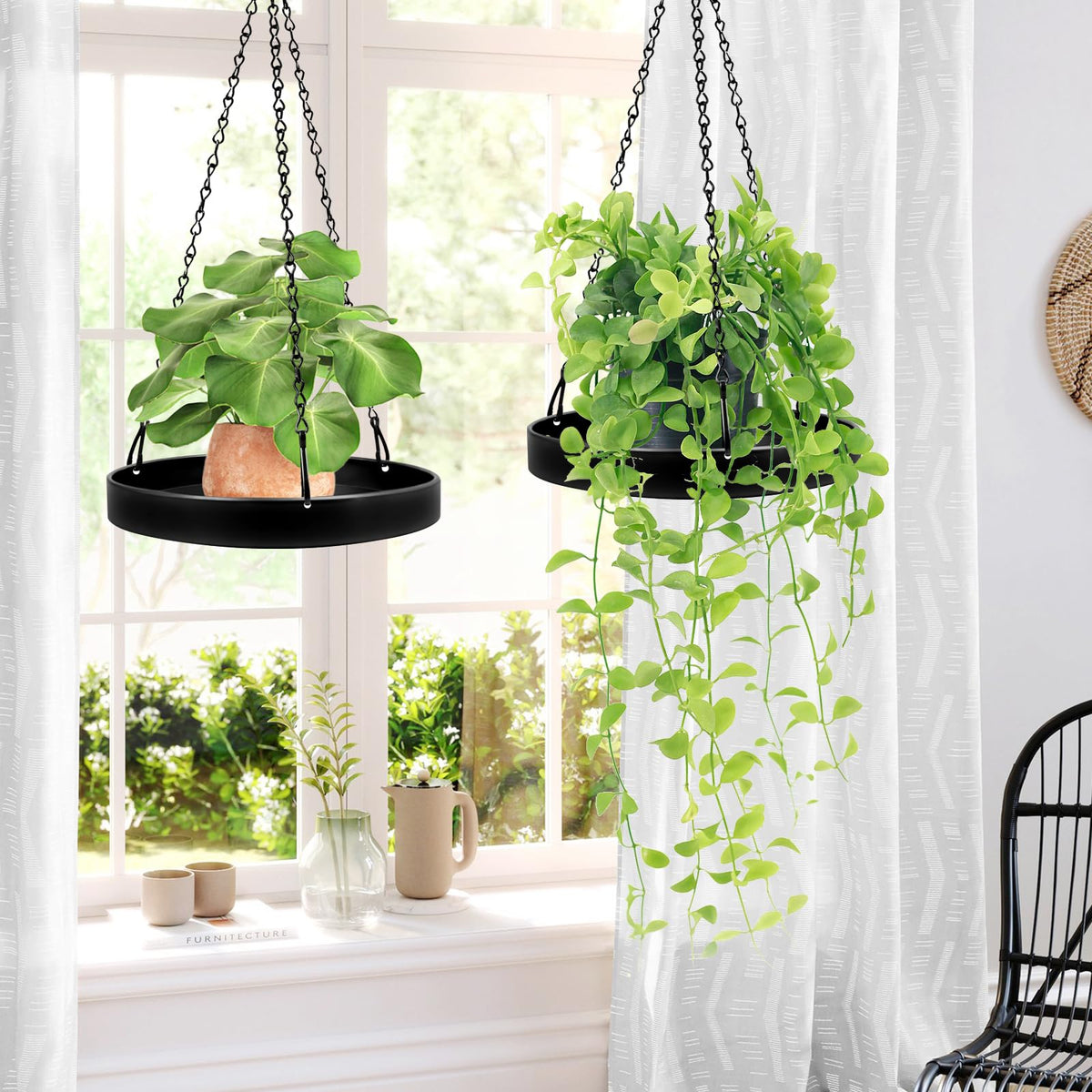 PIKAMAO metal hanging planter basket for indoor and outdoor use