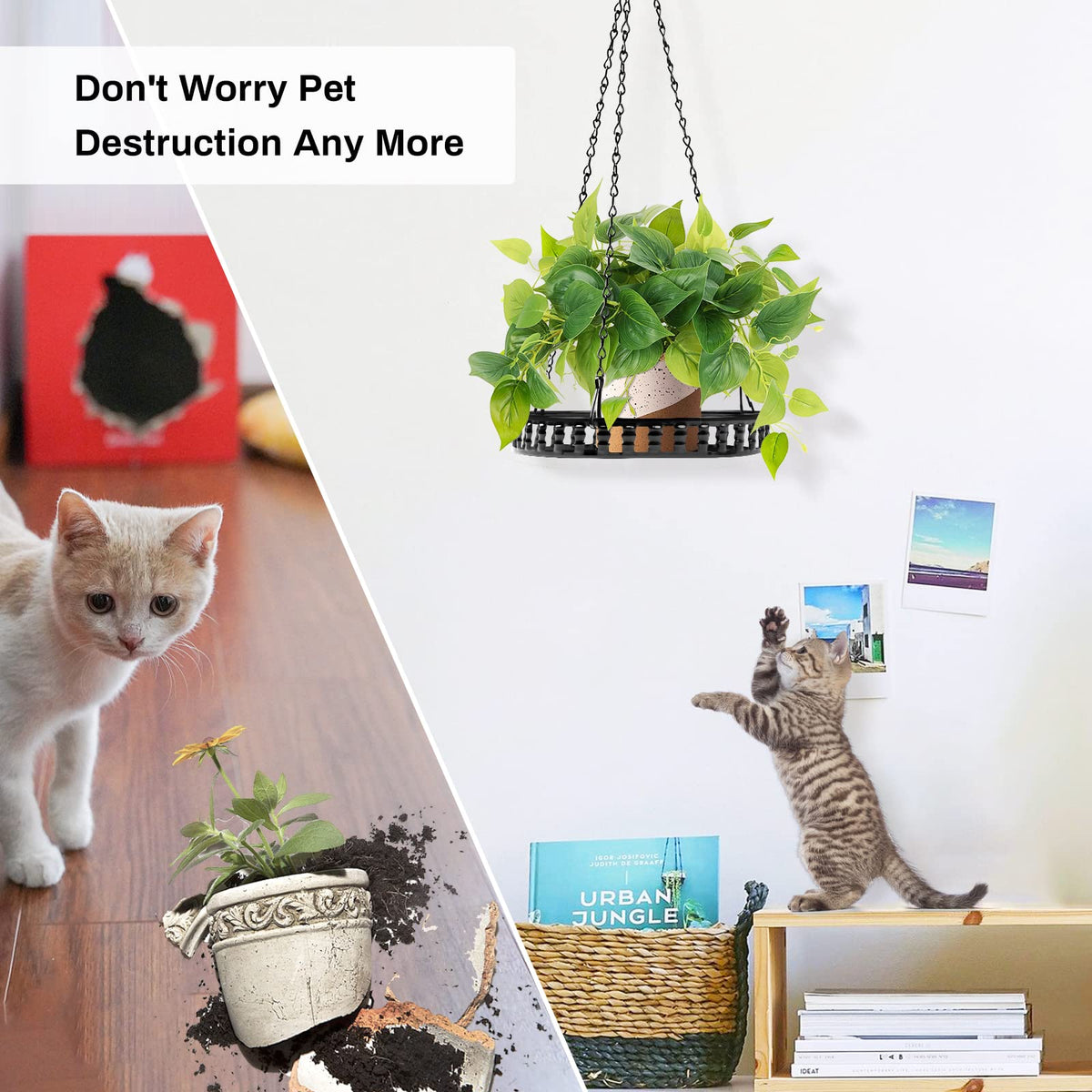 PIKAMAO metal plant hanger wall mount suitable for compact spaces.