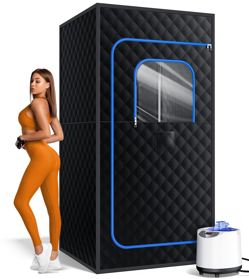 Pikulla portable steam sauna full-size tent offers a roomy at-home session.