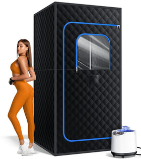 Pikulla portable steam sauna full-size tent offers a roomy at-home session.