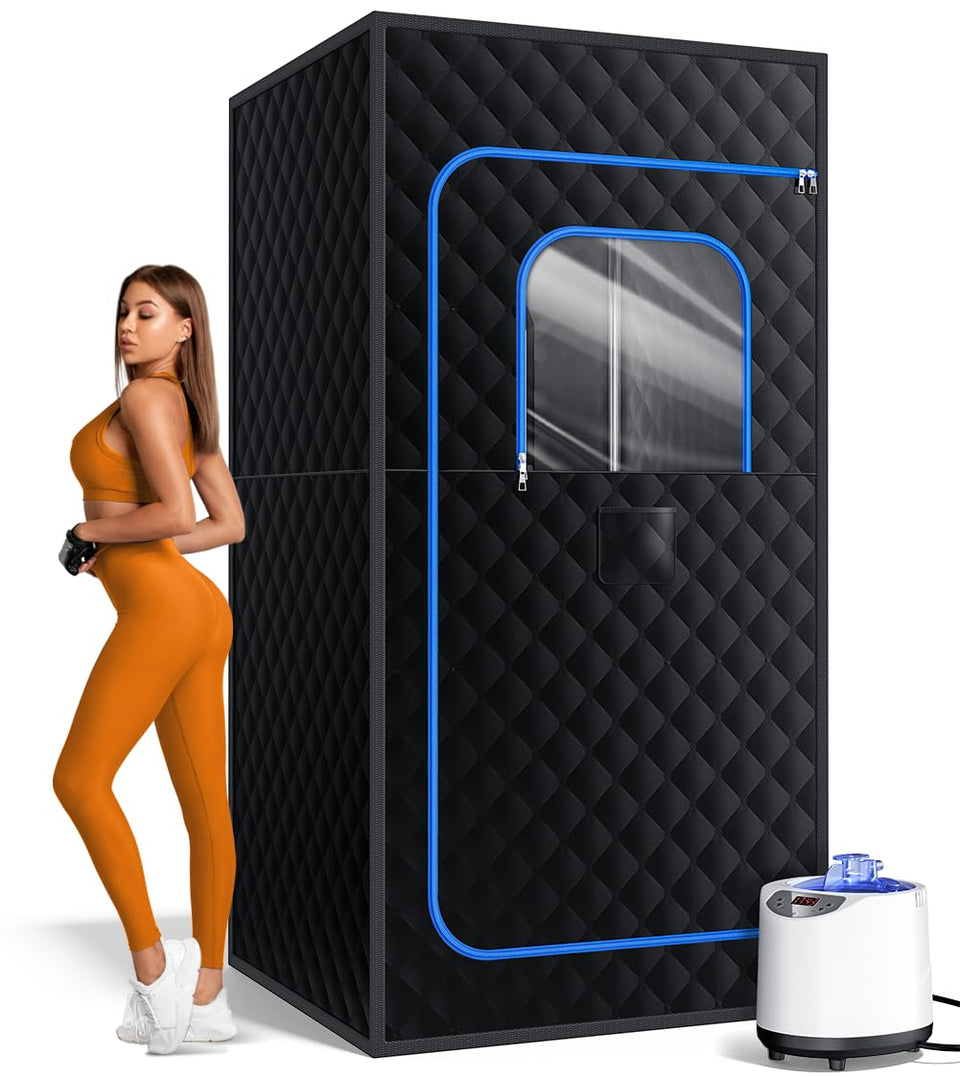 Pikulla portable steam sauna full-size tent offers a roomy at-home session.