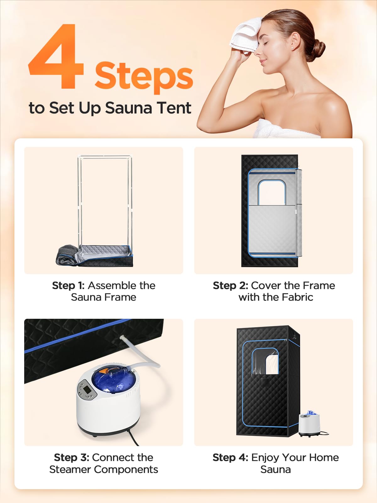 Pikulla portable sauna stores compactly under a bed for easy storage.
