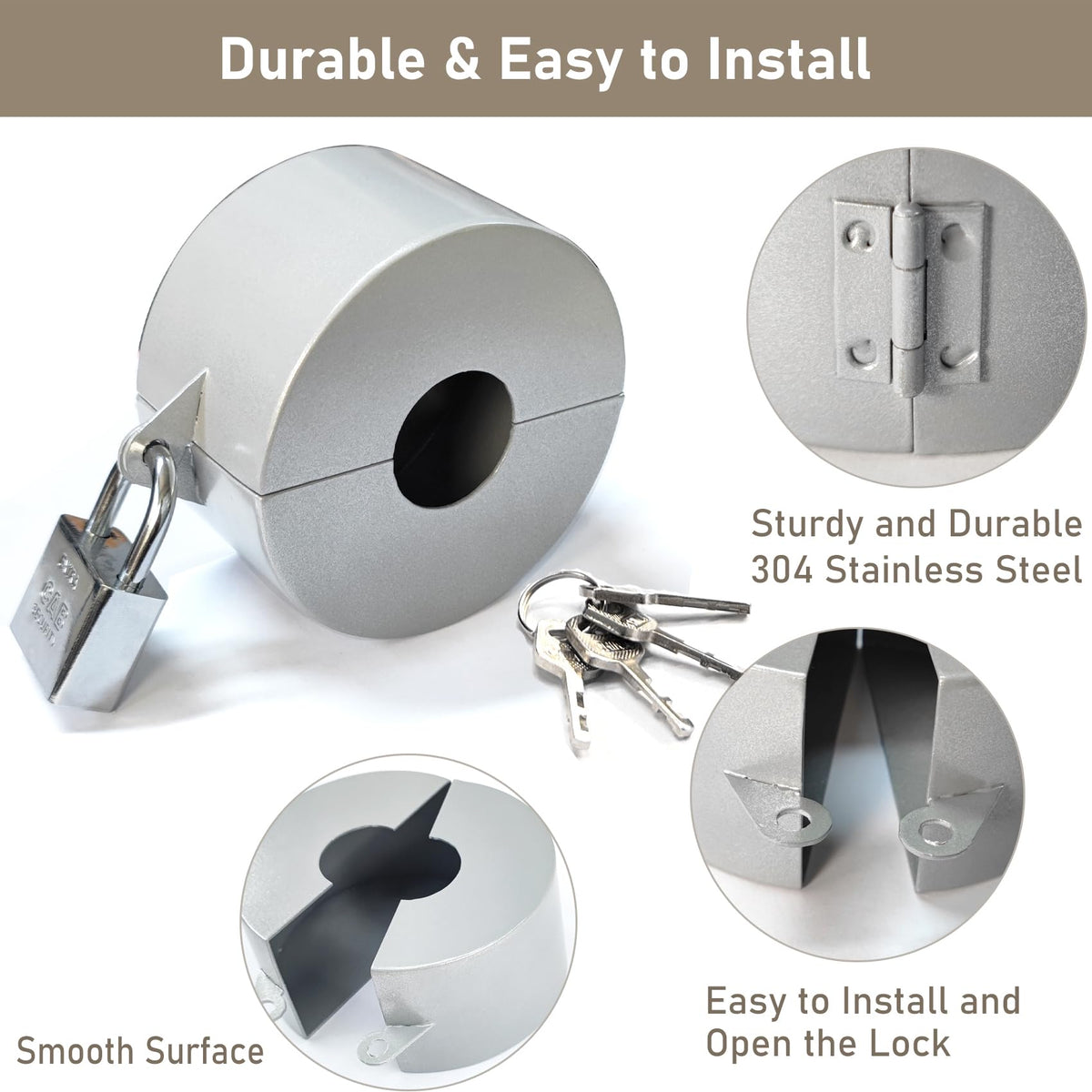 PILISPARK easy-install locking device for outdoor faucets; no tools required.