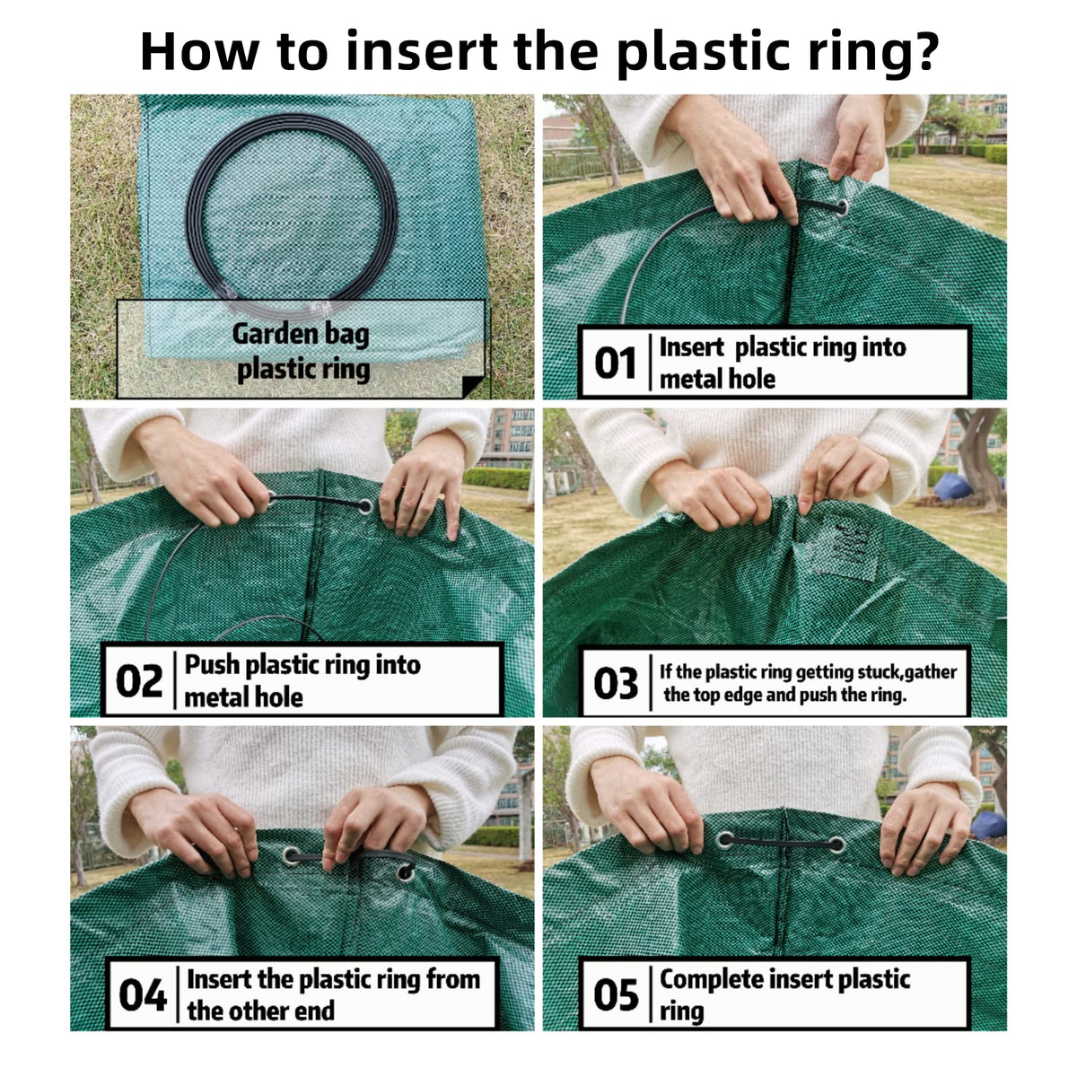 Pilntons open ring design keeps bags upright while loading debris.