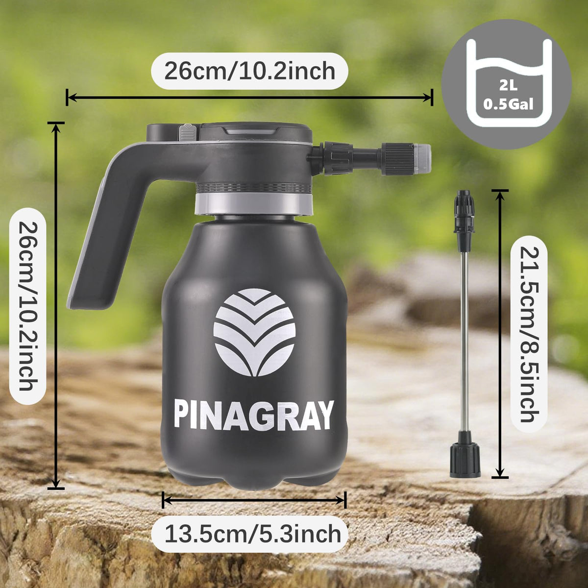 PINAGRAY dual 1500mAh batteries enable extended spraying sessions.