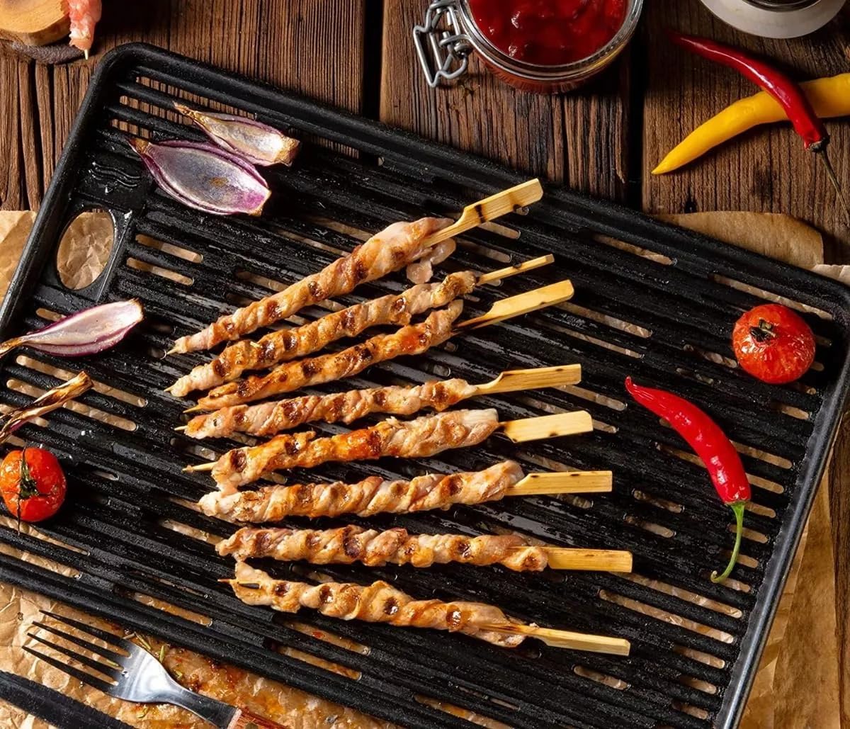 Pinchitto's skewers offer a natural look perfect for rustic grilled presentations.