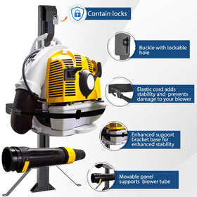 Pindex blower rack with sturdy base supports equipment during transit