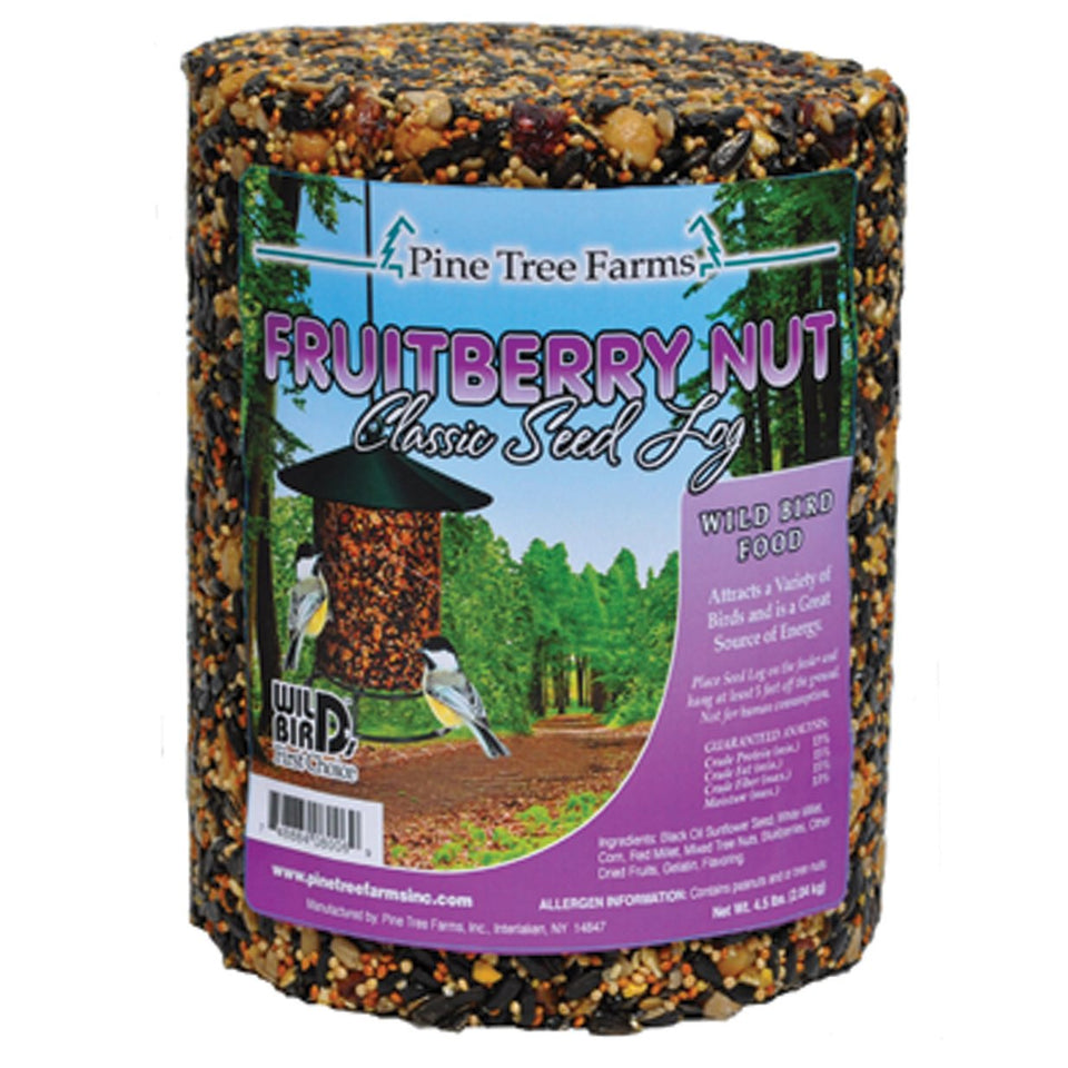Pine Tree Farms Fruit Berry Nut Classic Seed Log attracts garden birds with energy-rich seeds.