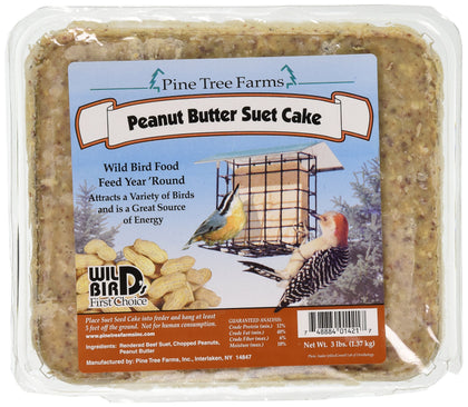 Pine Tree Farms Peanut Butter Wild Bird Suet Cake close-up for backyard birds
