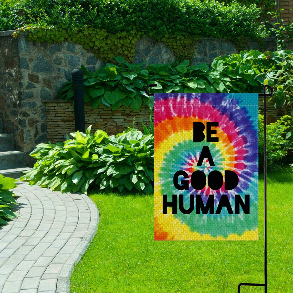 Pingpi Colorful Artwork Garden Flag brightens any yard or patio.